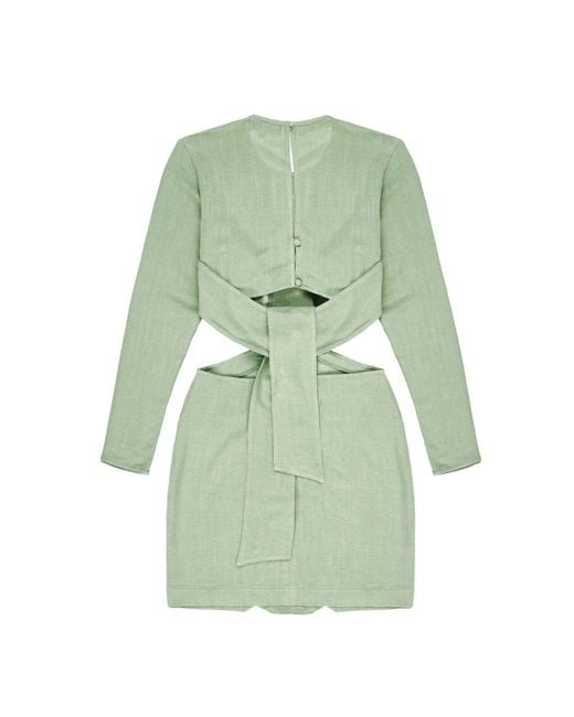 Mimhi Maison Green Cut-Out Mini Dress With Open Back – Sage