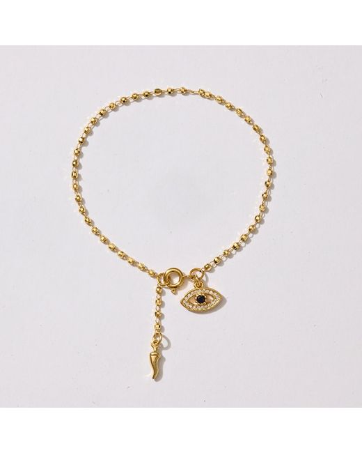 Alexie of Athens Metallic Protection Evil Eye Bead Bracelet