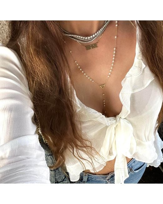 Leni James Metallic The Paloma Pearl Rosary Necklace
