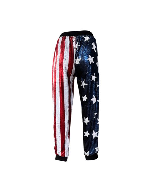 Any Old Iron Red Reversible Sequin Stars & Stripes Joggers