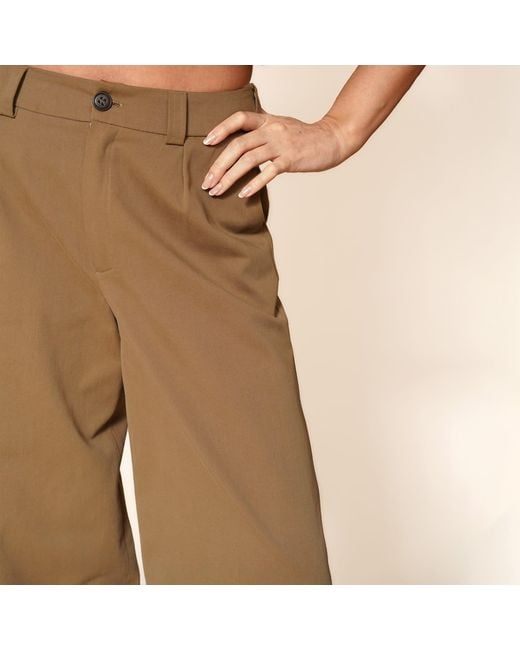 Gunda Hafner Ltd Natural Neutrals Cotton Twill Wide Leg Trousers