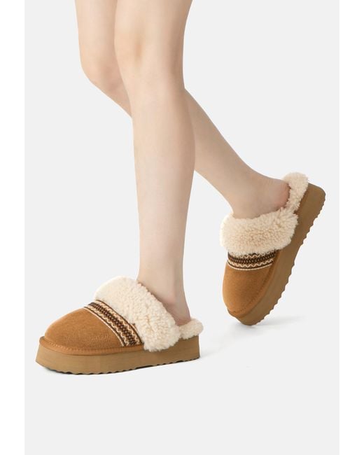 EverAu Australia Natural Crake Knitted Platform Slippers