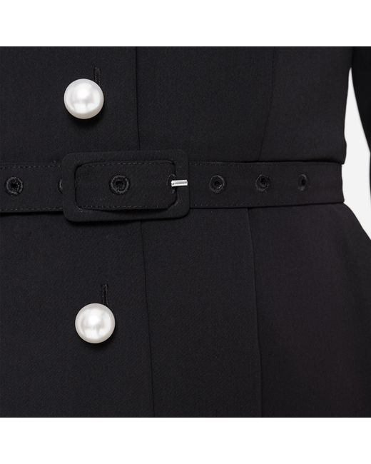 Nissa Black Faux-Pearl Buttons Midi Dress