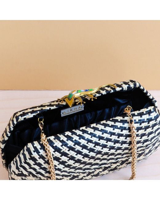 LIKHÂ Metallic Houndstooth Clutch