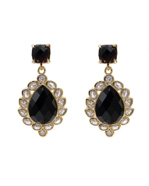 Farra Black Agate Settings Statement Earrings