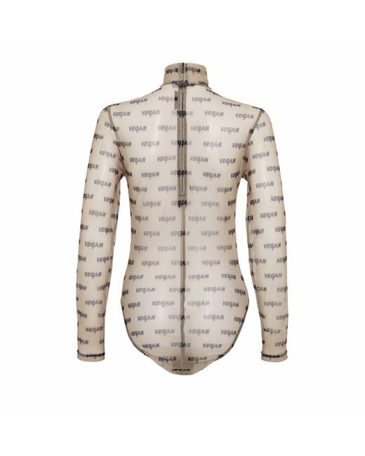 Sarah Regensburger White Vegan Mesh Bodysuit