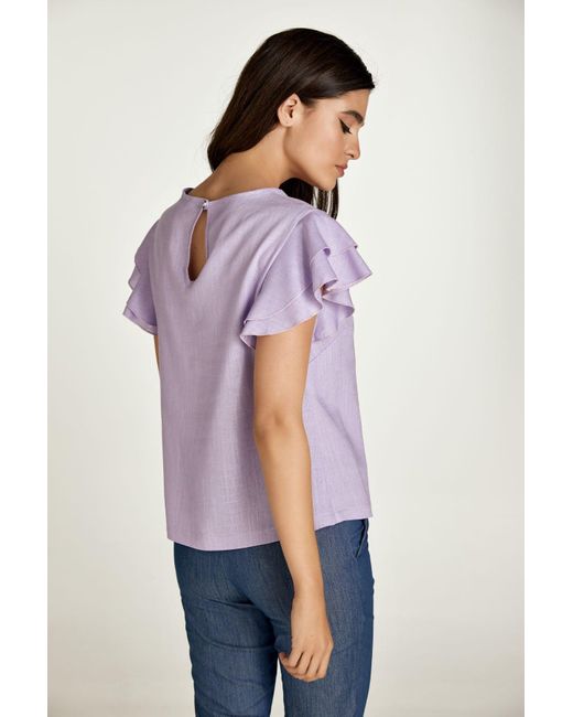 Conquista Purple Frill Detail Lilac Top