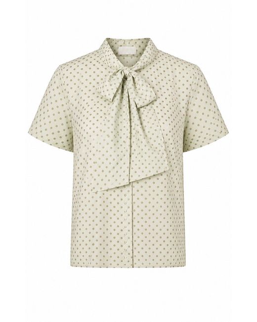 Gunda Hafner Ltd White Vanilla Polka Dot Short Sleeve Bow Shirt