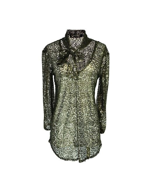 Jennafer Grace Green Haze Sequin Tie Front Blouse