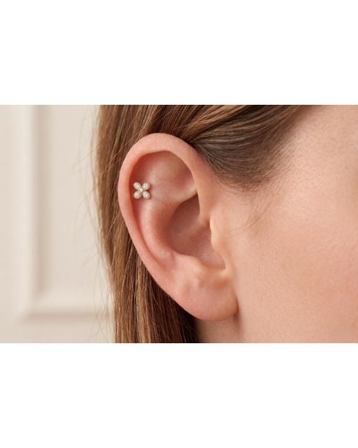 Zahav Jewelry Black 14K Solid 18G 6Mm Flower Flat Back Cartilage Earring