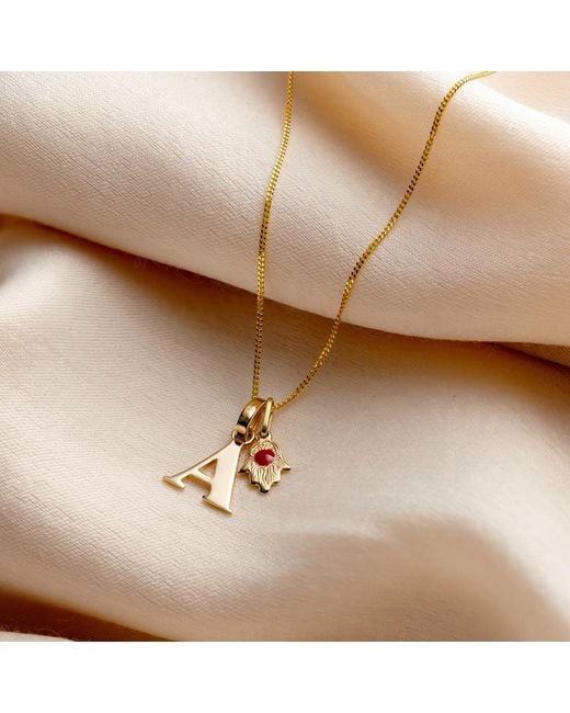 Posh Totty Designs Metallic Hamsa Hand Talisman And Letter Charm Necklace