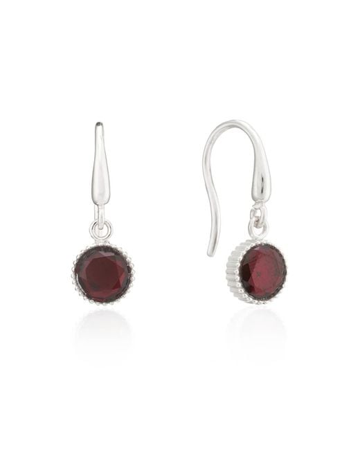 Auree Jewellery White Barcelona January Garnet Birthstone Hook Earrings
