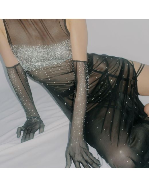 Empress Mimi Black Astria Sheer Long Gloves