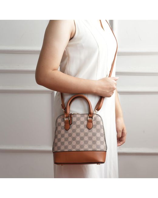 Mkf Collection - J'omor Brown Marjorie Circular Print Satchel Bag