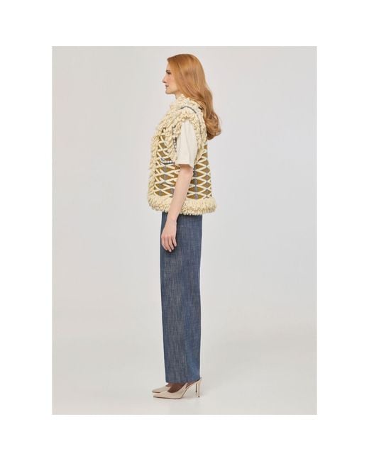 The Extreme Collection Metallic Neutrals Mustard Fringed Artisanal Vest Brittany