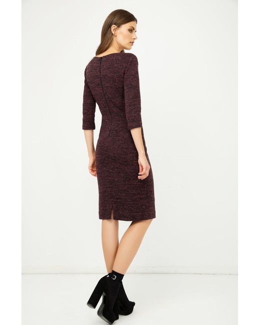 Conquista Purple Woollen Aubergine Winter Fitted Dress