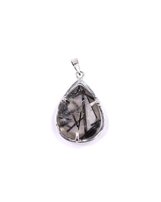 Mineralgems•Studio White Tourmalinated Quartz Pendant With Sterling Chain