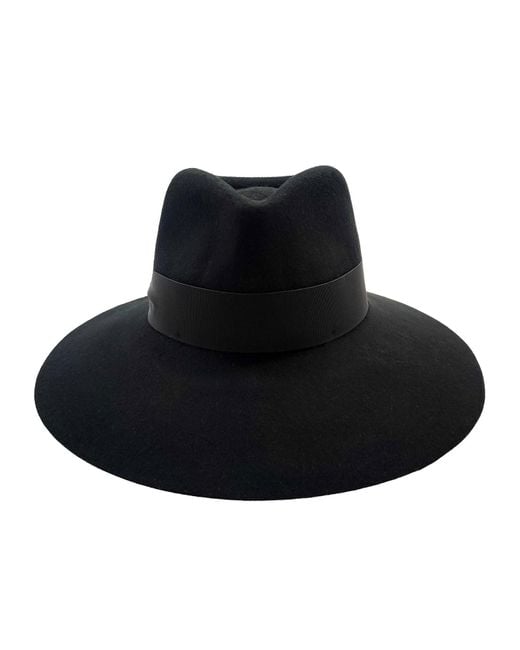 DORIA 1905 Black Wool Felt Wide Brim Drop Hat