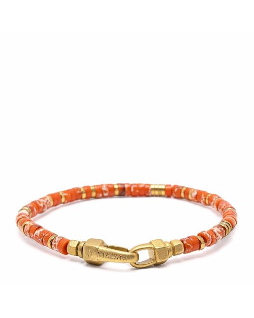 Nialaya Red Jasper Heishi Bracelet for men