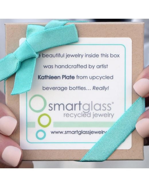 Smart Glass Jewelry Metallic Recycled Sake Bottle Cube Ring Periwinkle
