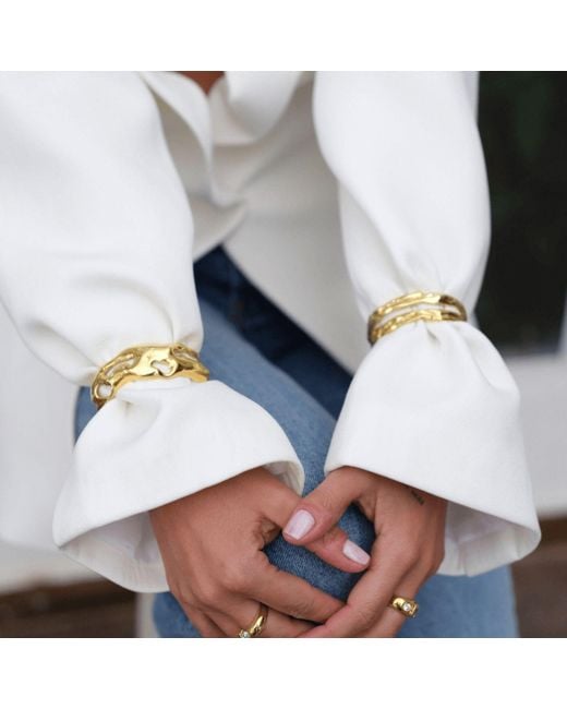 LINYA JEWELLERY Metallic Aruna Thick Cuff Bracelet