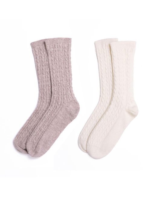 Voya Purple Neutrals Cable Cashmere Socks Gift Set