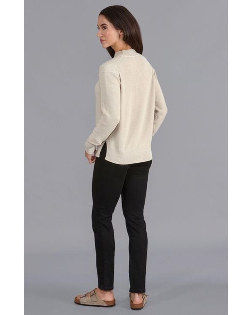 Paul James Knitwear Gray Neutrals Lightweight Cotton Camilla Fisherman Rib Jumper