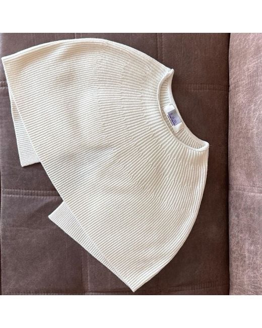London Atelier Byproduct White Neutrals Cream Mohair Wool Knitted Cape