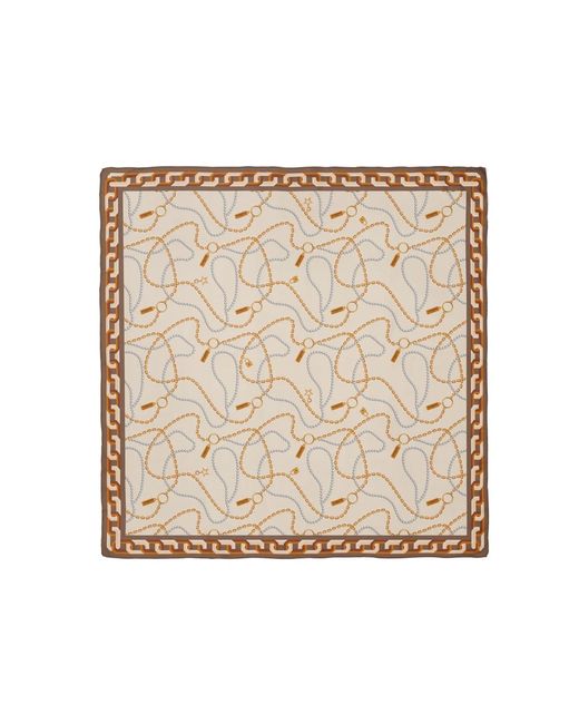 Le Parmentier Natural Neutrals Heritage Chain And Pearls Silk Square Scarf