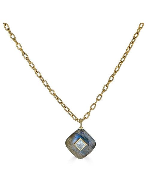 Loni Paul Jewelry Metallic Labradorite & Topaz Inlay Necklace