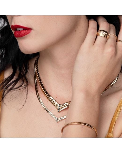 Glamrocks Jewelry Metallic Cz Chevron Herringbone Necklace