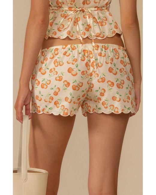 Montce Natural Cherry Sherbet Scalloped Low-Rise Drawstring Short