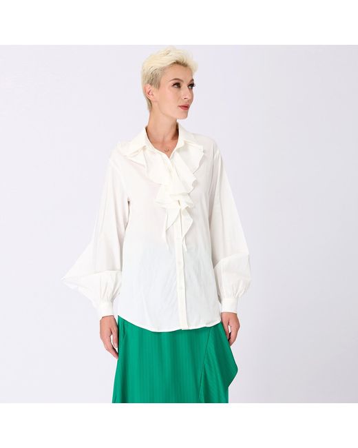 Smart and Joy Green Ruffle Collar Shirt