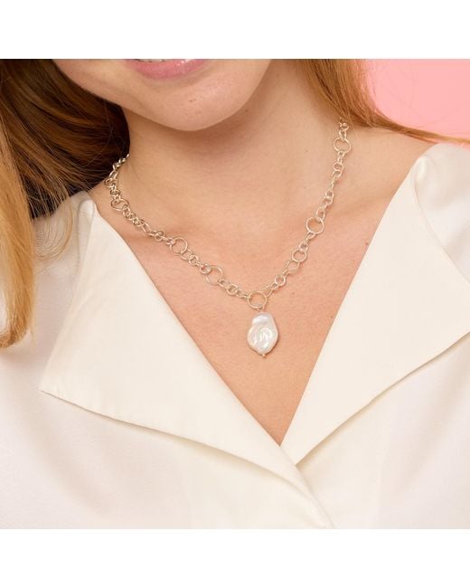 Pearls of the Orient Online Metallic Decus Keishi Pearl Drop Necklace On Chunky Chain