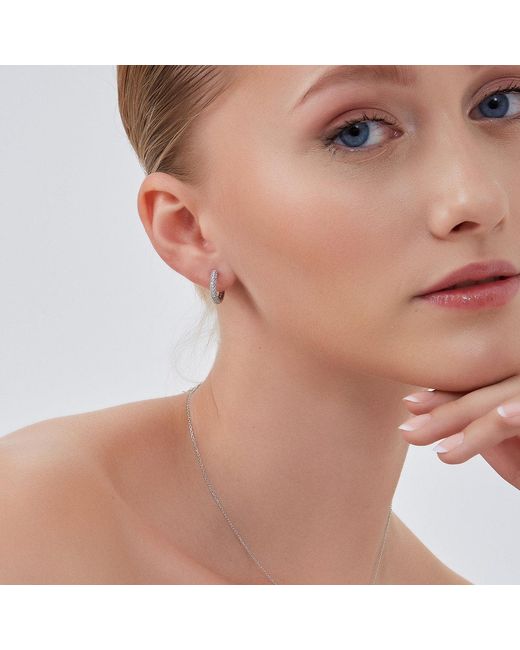 Spero London Metallic Pave Sterling Hoop Earring