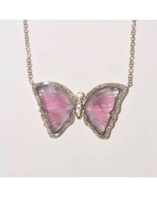 KAMARIA Purple Tourmaline Butterfly Necklace With Diamonds