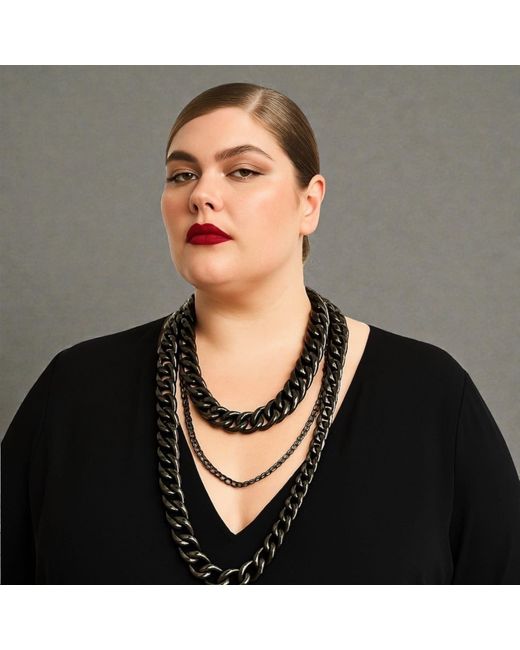 Sylvia Piechulla Metallic Chunky 3-Tier Aluminium Metal Chain Necklace