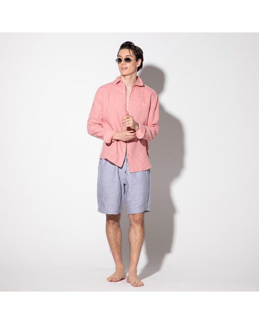 Maison Tangerine Blue Linen Shorts For for men