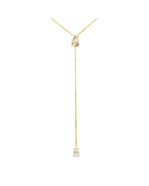 SALLY SKOUFIS Metallic Pure Lariat With Rutile & Made Cz Diamond Stimulant