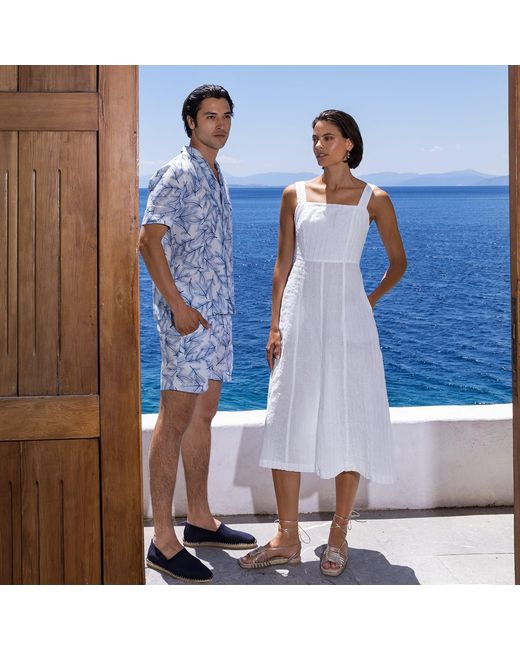 Haris Cotton Blue Printed Linen Bermuda Fern for men