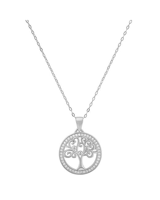 Kylie Harper Metallic Sterling Diamond Cz Tree Of Life Pendant Necklace