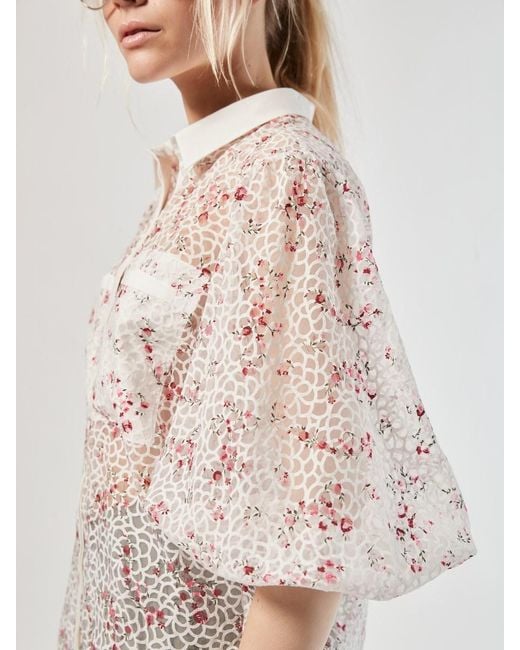 Helene Galwas White Flora Blouse