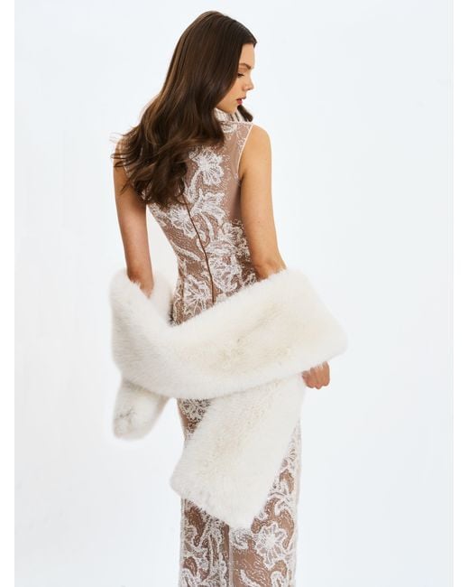 Miss Circle New York White Jazmin Multi-Wear Faux Fur Scarf