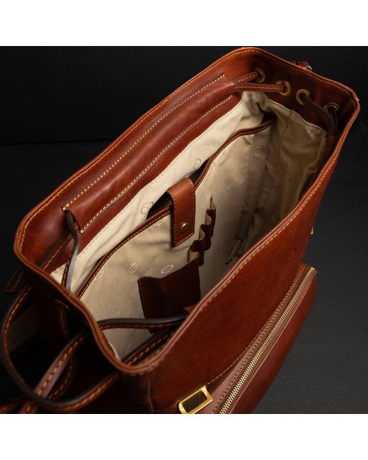 Time Resistance Brown Leather Backpack for men