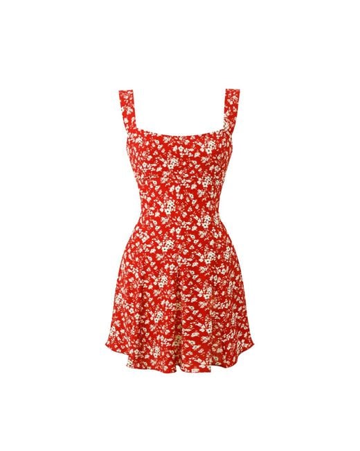 Lily Phellera Red Omahyra Floral Summer Mini Dress