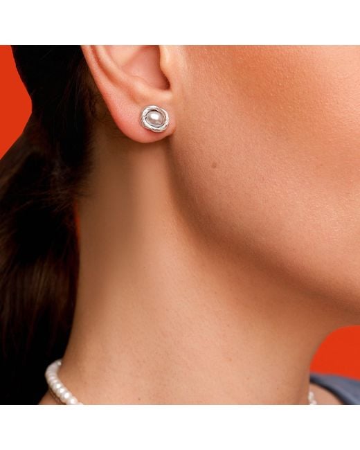 Pearl Code Metallic Formal Pearl Stud Earrings