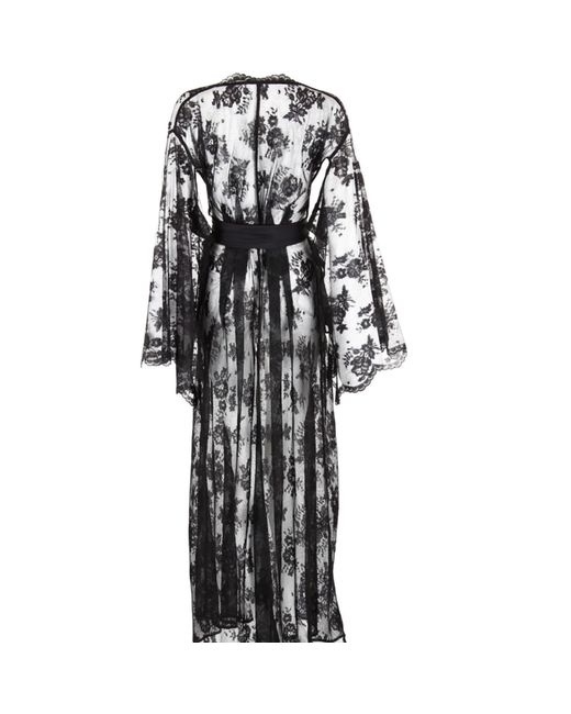 Belle -et-BonBon Black Kalina Noir Full Length Lace Party Festival Kimono Xl To