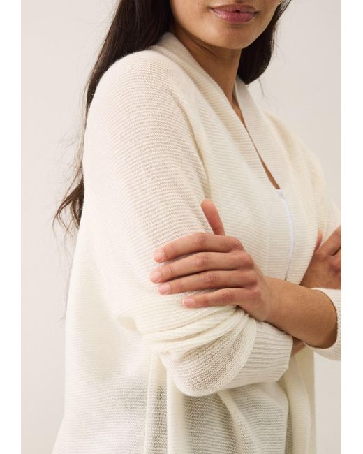Loop Cashmere White Relaxed Edge To Edge Cardigan
