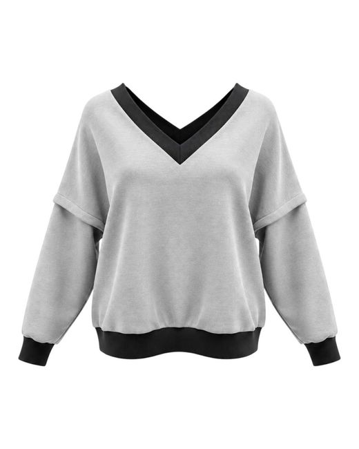 BEIRA Gray Victoria V-Neck Sweatshirt –