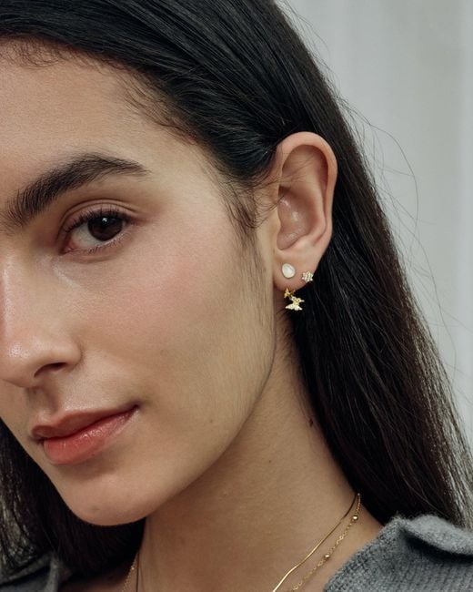 Freqnc Atelier Metallic Butterfly Earrings Rose Quartz Ear Jackets